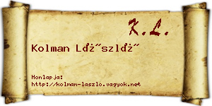 Kolman László névjegykártya